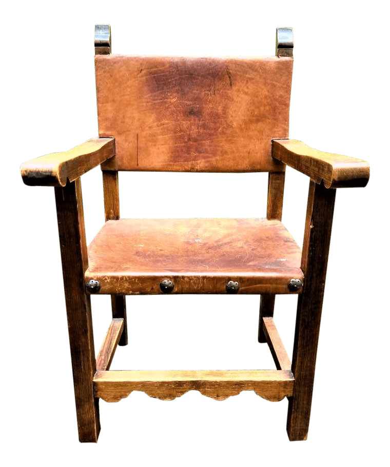 Artes De México Internacionales Hacienda Leather Arm Chair - Made in 1960s - Thumbnail 3