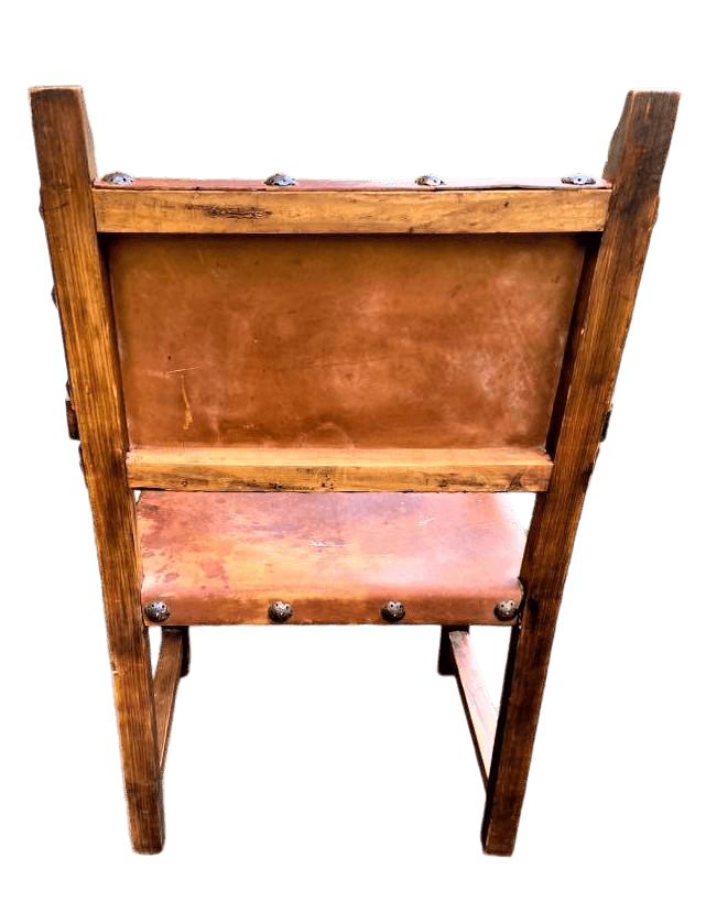 Artes De México Internacionales Hacienda Leather Arm Chair - Made in 1960s - Thumbnail 4