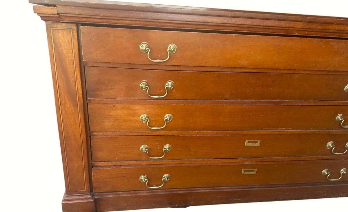 Monumental Antique Edwardian English Wide Solid Cherry Wood Credenza - Circa 1905 - Thumbnail 3