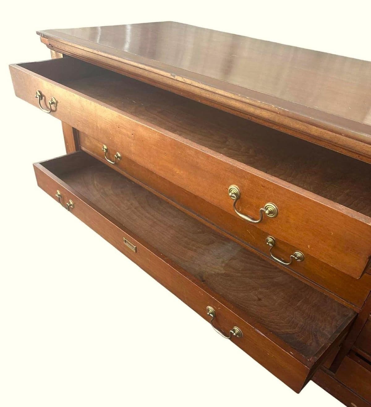 Monumental Antique Edwardian English Wide Solid Cherry Wood Credenza - Circa 1905 - Thumbnail 6