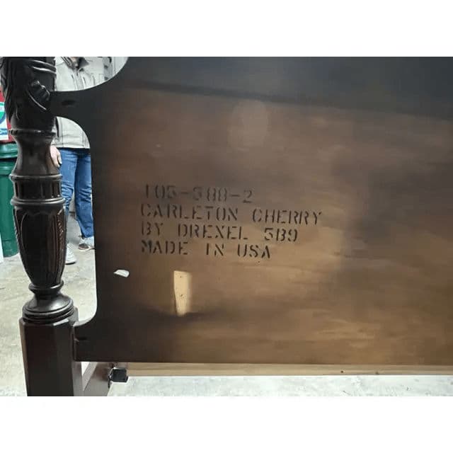 Drexel Heritage Four Poster Queen Size 'Carleton' Cherry Wood Rice Bed - Vintage Late 20th Century - Made in North Carolina - Thumbnail 4