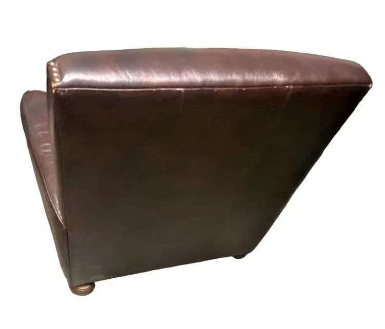 Early 21st Century Dark Brown Leather Lounge Chair With Nailhead Trim - Thumbnail 5