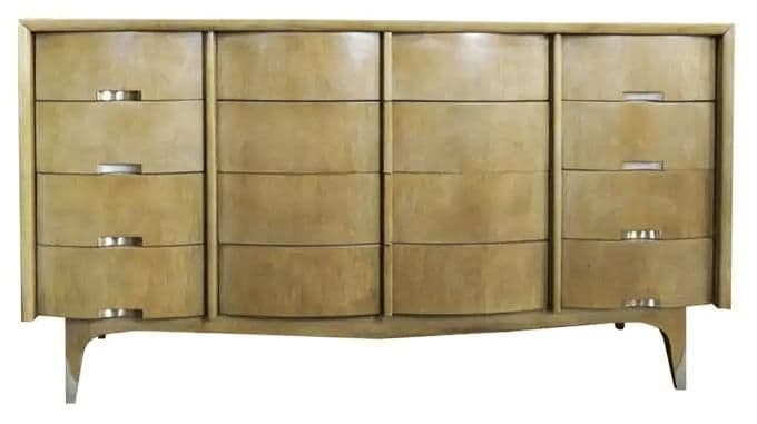 Bleached Mahogany American of Martinsville Fully Restored Credenza or Dresser - Vintage 1950s - Thumbnail 3