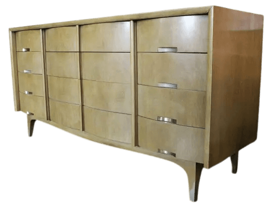 Bleached Mahogany American of Martinsville Fully Restored Credenza or Dresser - Vintage 1950s - Thumbnail 7