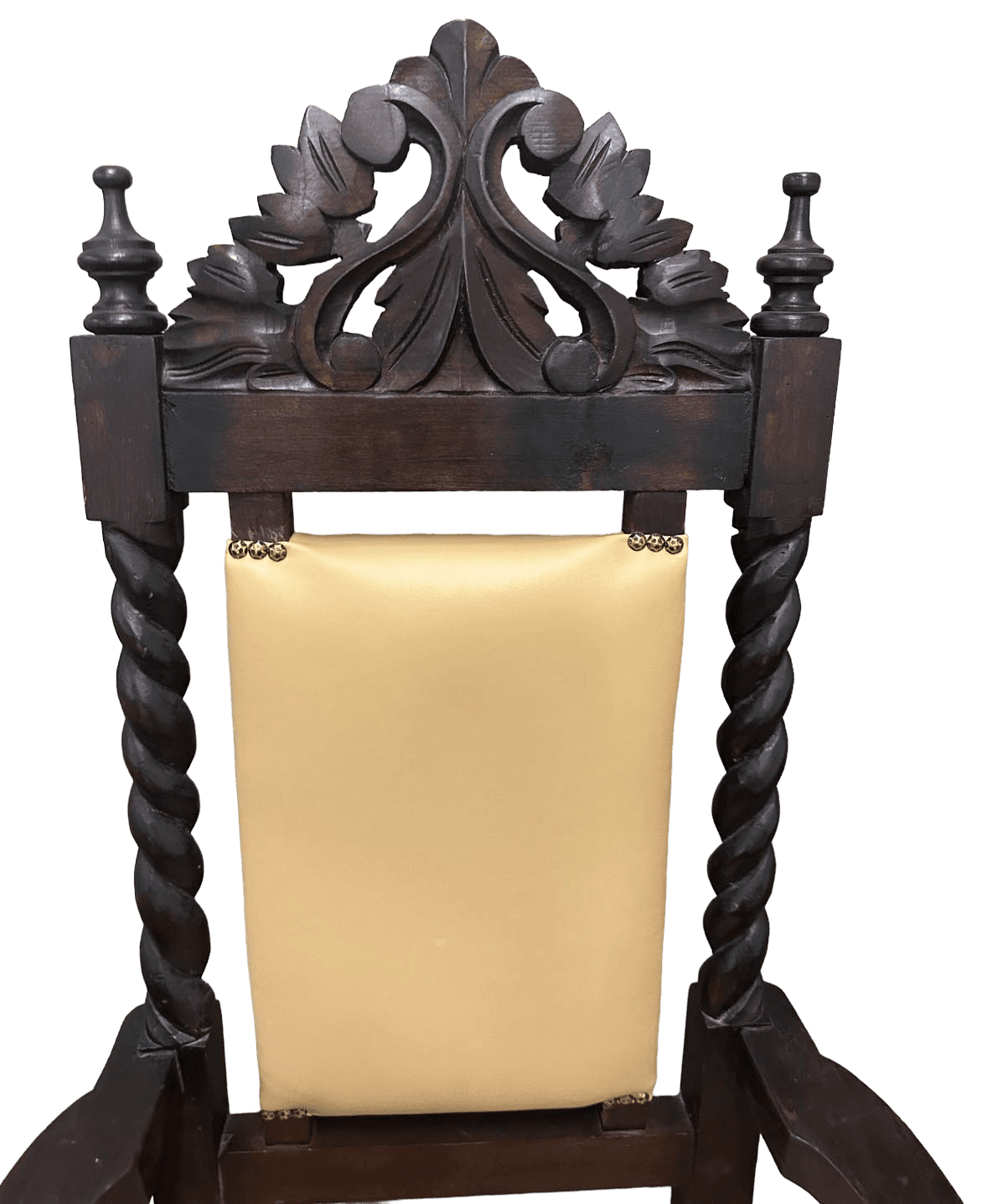 Set of 8 Spanish Colonial Style Chairs With New Leather Upholstery - Made in Mexico - Vintage Mid 20th Century - Thumbnail 3