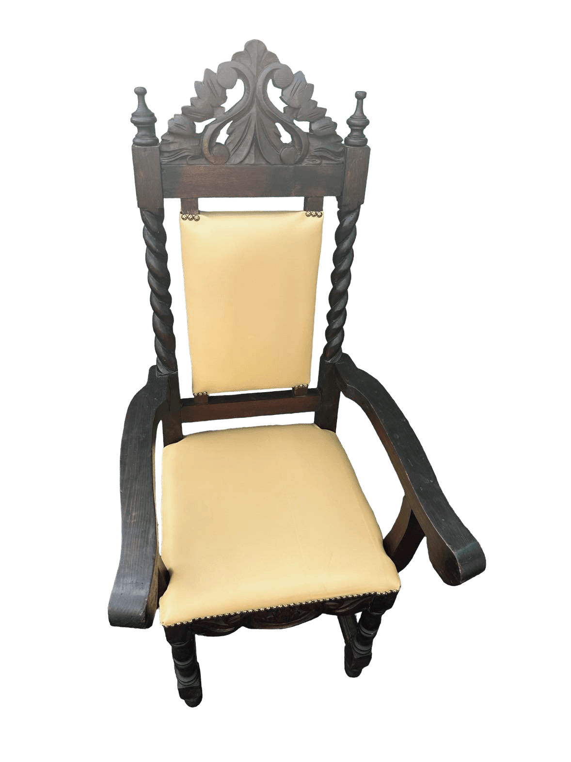 Set of 8 Spanish Colonial Style Chairs With New Leather Upholstery - Made in Mexico - Vintage Mid 20th Century - Thumbnail 8