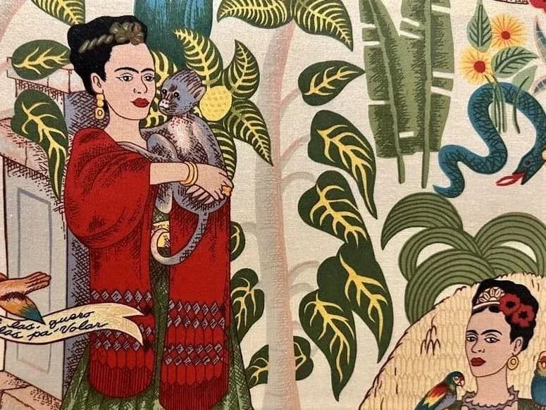 Pair of Vintage Karges Fauteuils With New Leather and 'Frida's Garden' Chintz Upholstery - Thumbnail 4