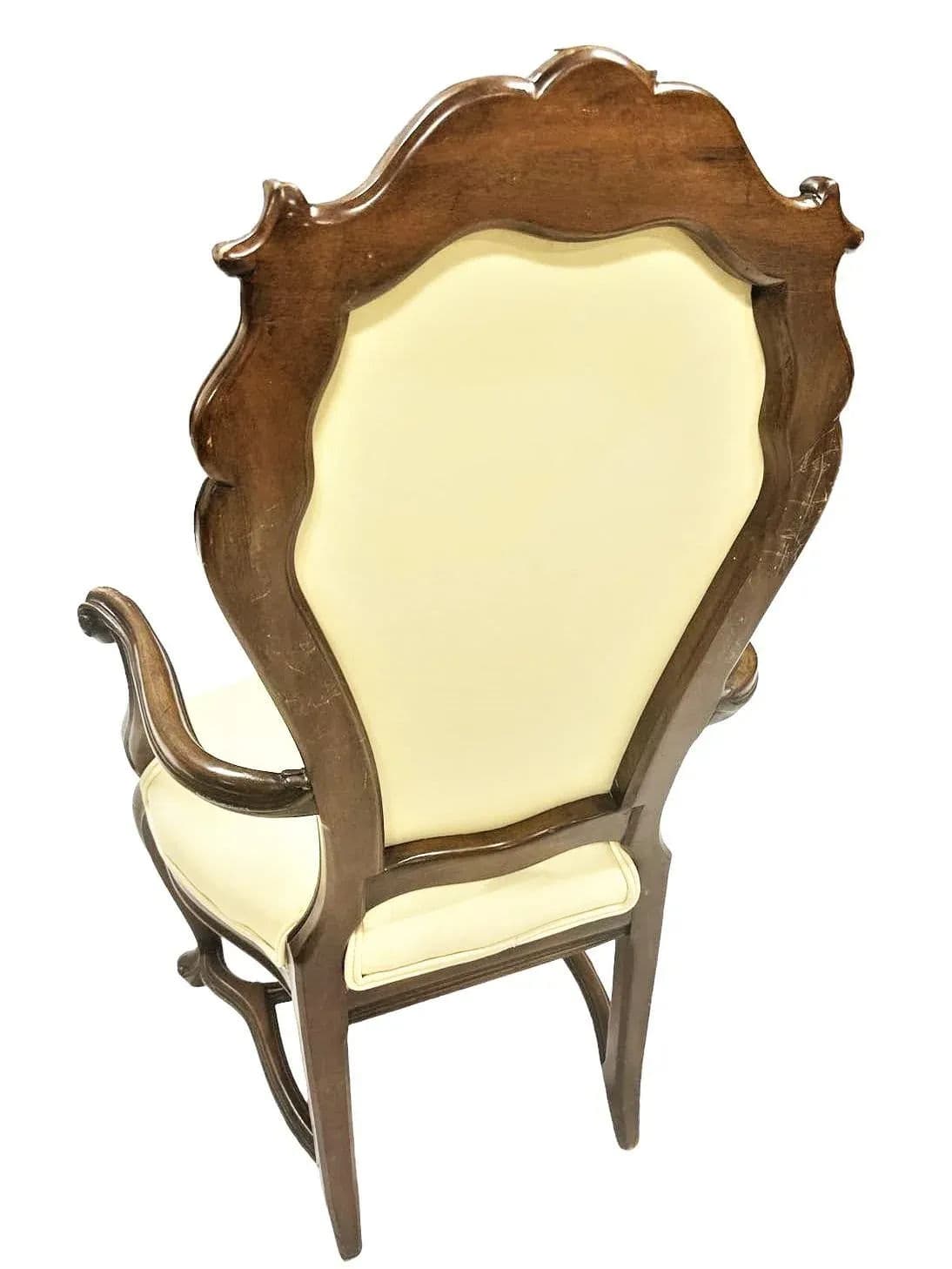 Pair of Vintage Karges Fauteuils With New Leather and 'Frida's Garden' Chintz Upholstery - Thumbnail 7