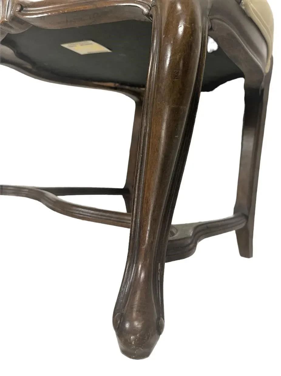 Pair of Vintage Karges Fauteuils With New Leather and 'Frida's Garden' Chintz Upholstery - Thumbnail 11