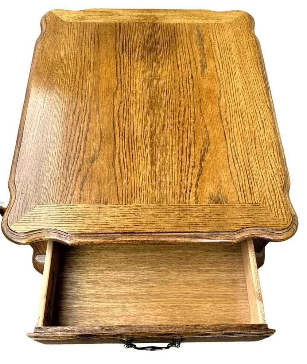 Thomasville French Country Oak Nightstands or Side Tables - Vintage Circa 1970s - Thumbnail 7