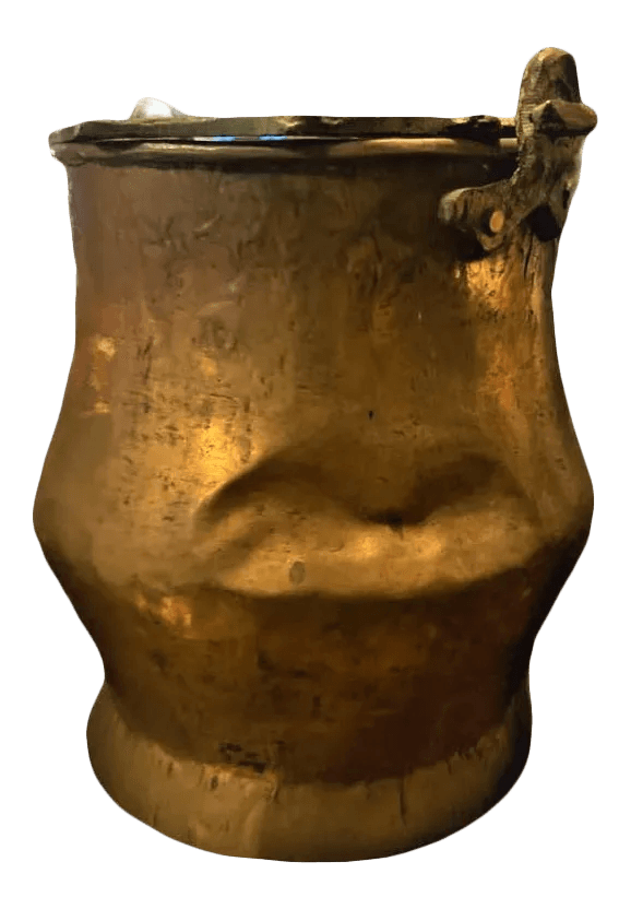 19th Century Antique Hand-Forged Copper Cachepot With Brass Handle - Thumbnail 2