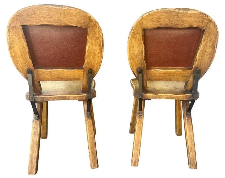 1930s Rancho Monterey Style Oak Chairs by Coronado Furniture of Los Angeles - a Pair - Thumbnail 4