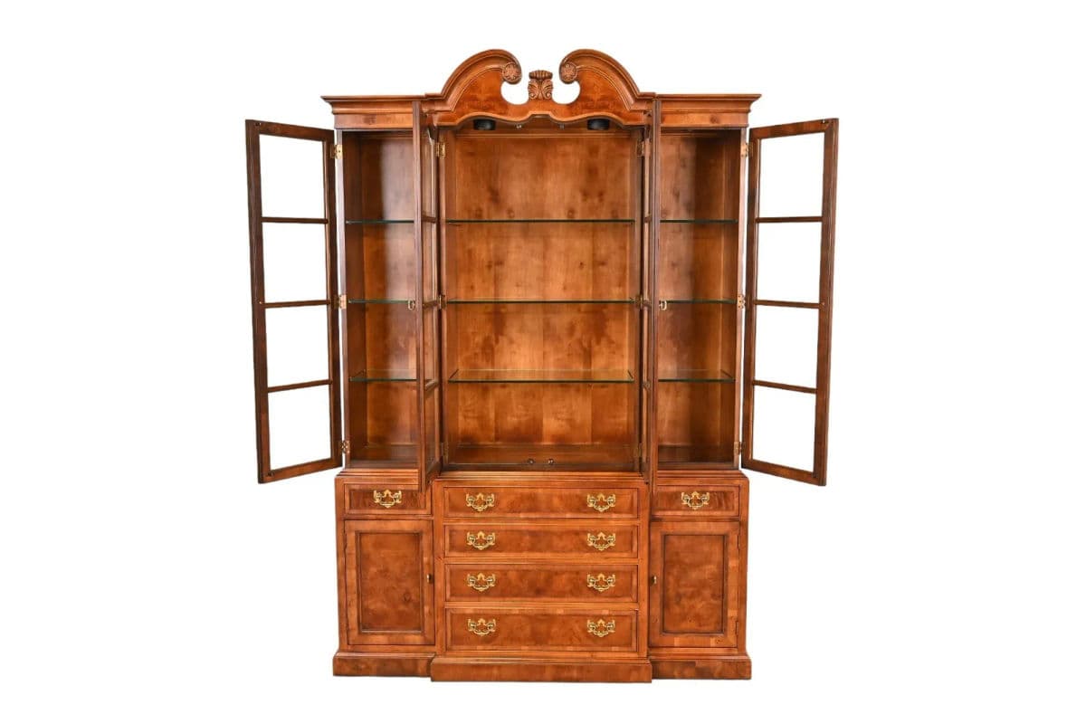 Henredon Flame Mahogany Georgian Breakfront - Aston Court Collection - Vintage Late 20th Century - Thumbnail 3