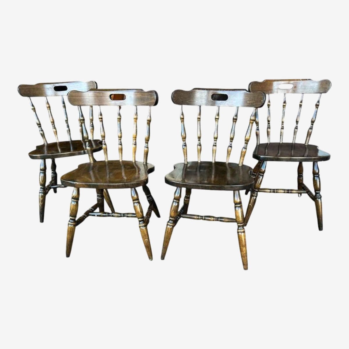 Solid Oak Pub Chairs - Set of 4 - Image 1