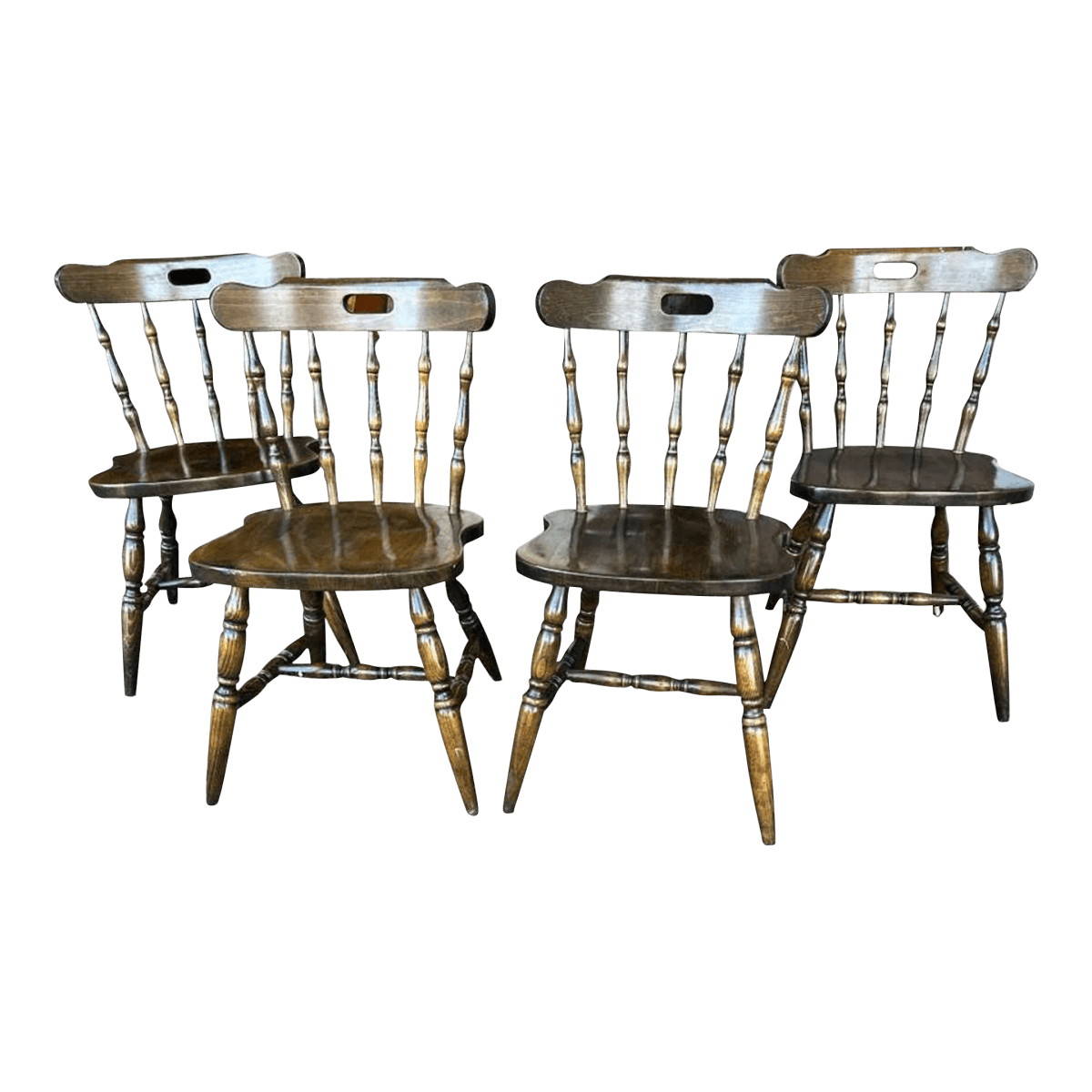 Solid Oak Pub Chairs - Set of 4 - Thumbnail 2