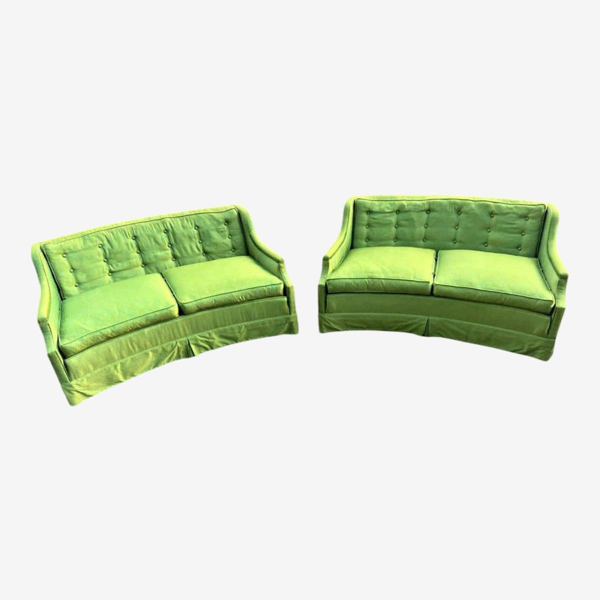 Baker Furniture Hollywood Regency Sofas Dated 1963 With Original Emerald Upholstery - a Pair - Image 1