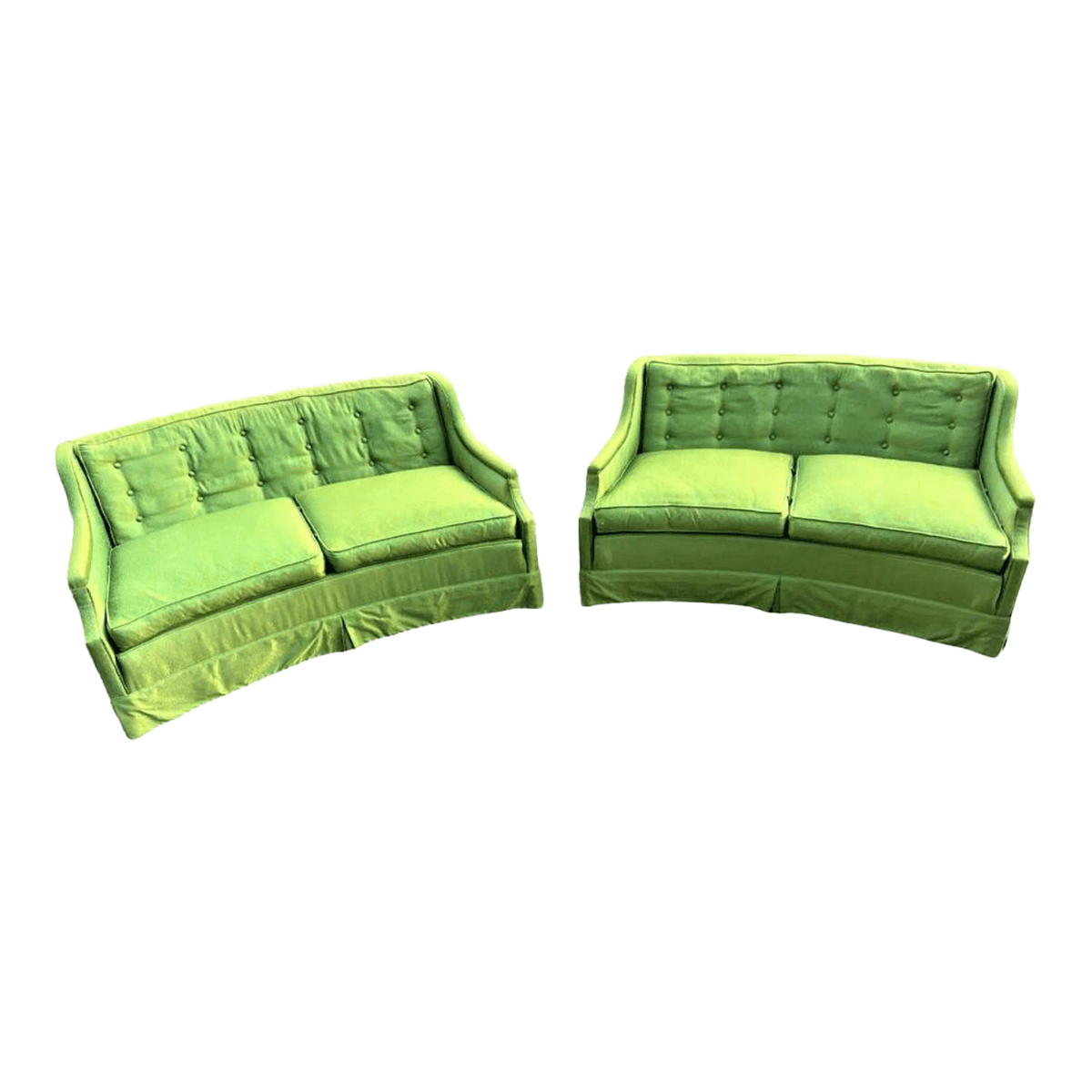 Baker Furniture Hollywood Regency Sofas Dated 1963 With Original Emerald Upholstery - a Pair - Thumbnail 2