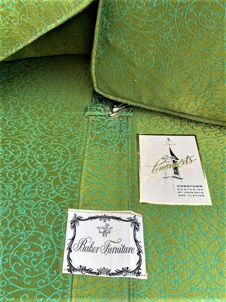 Baker Furniture Hollywood Regency Sofas Dated 1963 With Original Emerald Upholstery - a Pair - Thumbnail 6