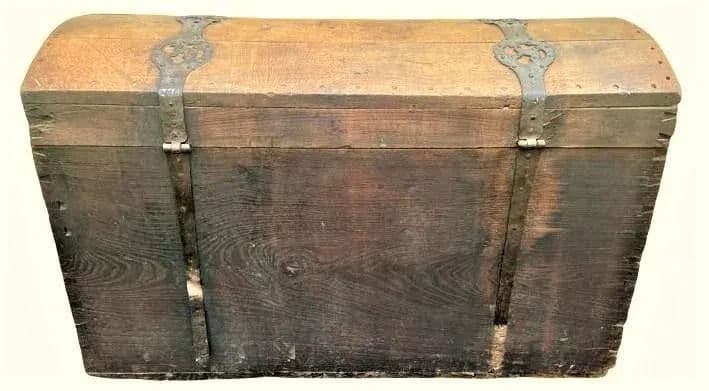 18th Century European Large Oak Immigrant Trunk - Signed and Dated 1793 - Thumbnail 5