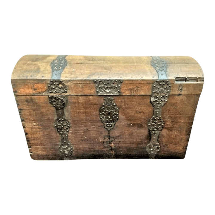 18th Century European Large Oak Immigrant Trunk - Signed and Dated 1793 - Thumbnail 2