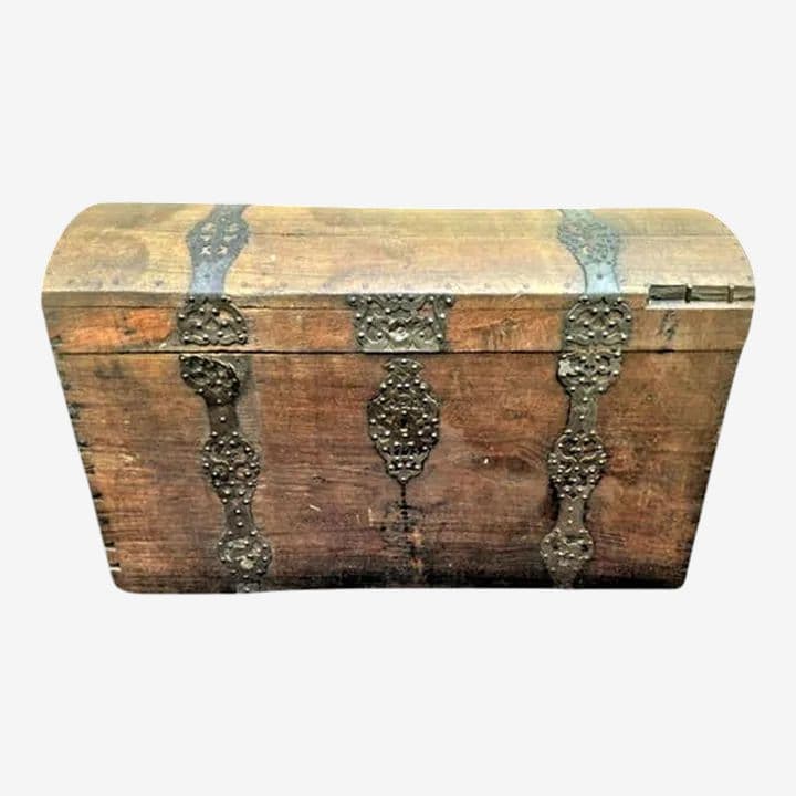 18th Century European Large Oak Immigrant Trunk - Signed and Dated 1793 - Image 1