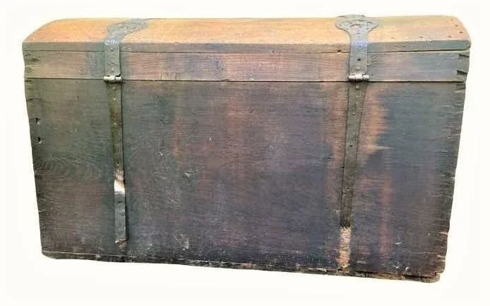18th Century European Large Oak Immigrant Trunk - Signed and Dated 1793 - Thumbnail 8