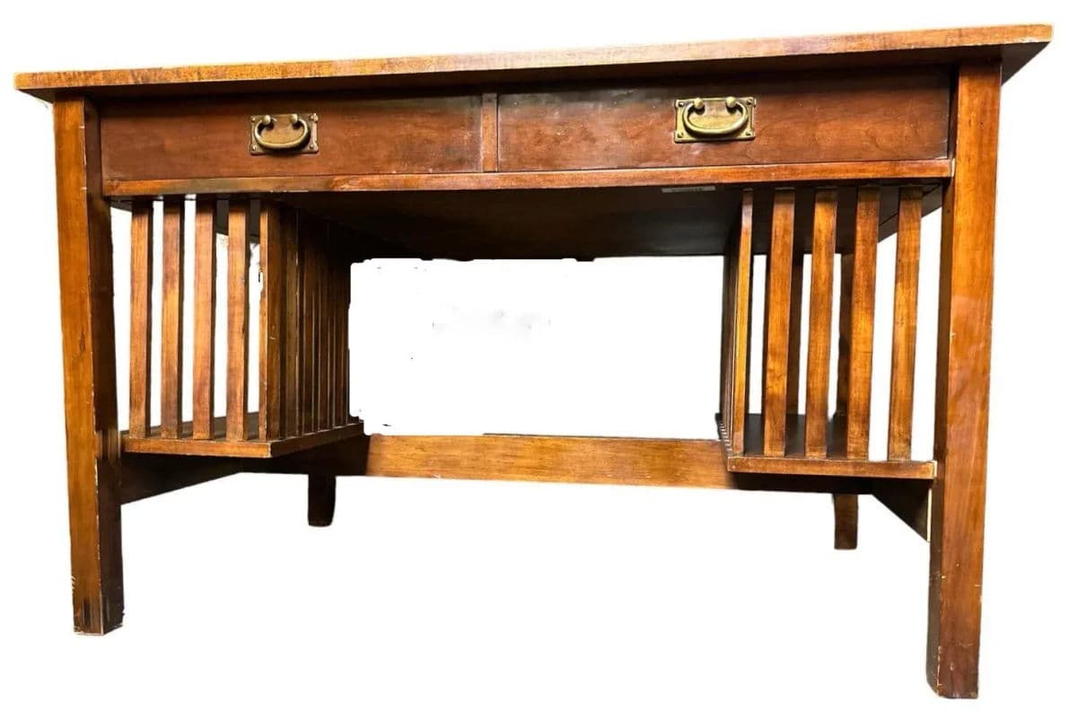 Jim Peed for Romweber Mission Style Cherry Wood Desk - Late 20th Century - Thumbnail 10