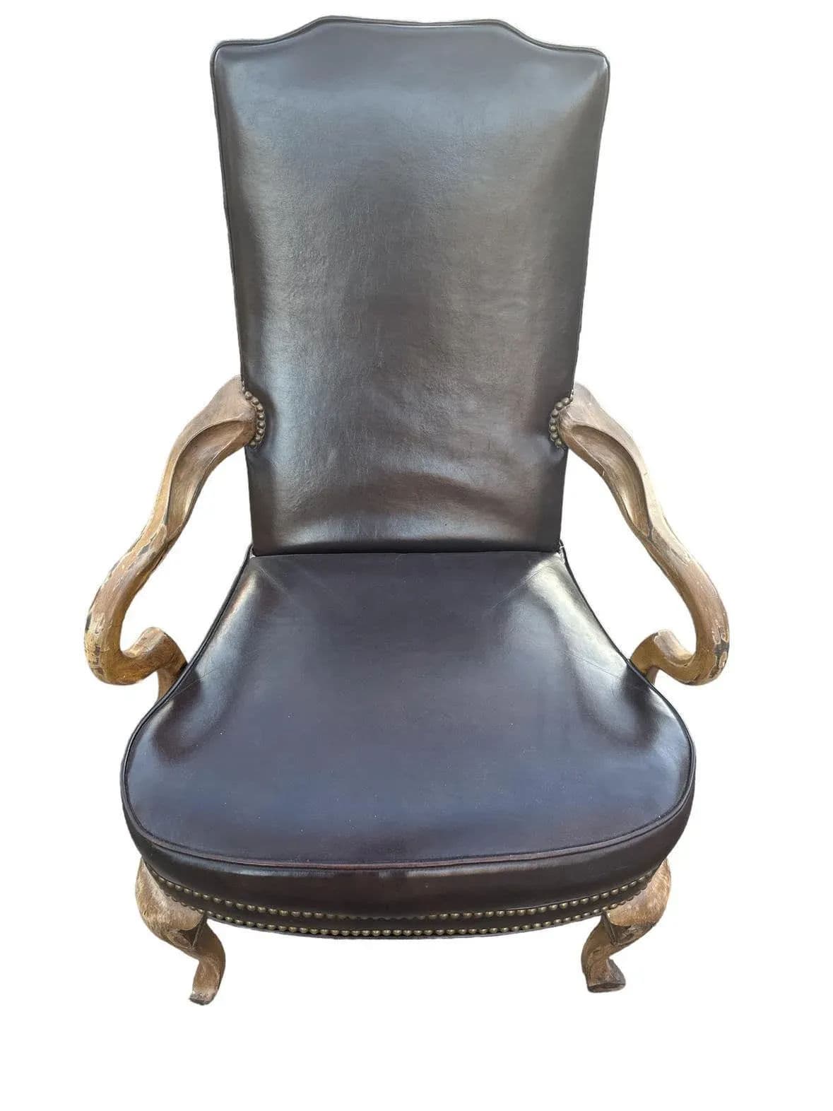 Vintage Executive Desk Chair With Nailhead Trim - Late 20th Century - Thumbnail 3