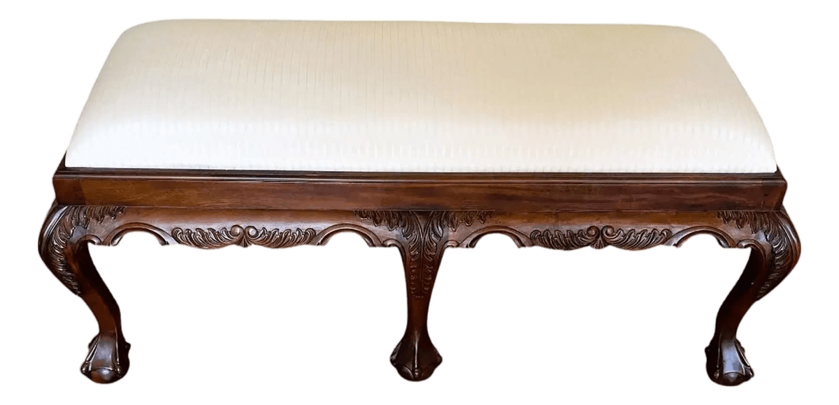 Mahogany Clawfoot Bench by Georgian Furnishings Co. Of New Orleans - Vintage Late 20th Century - Thumbnail 2