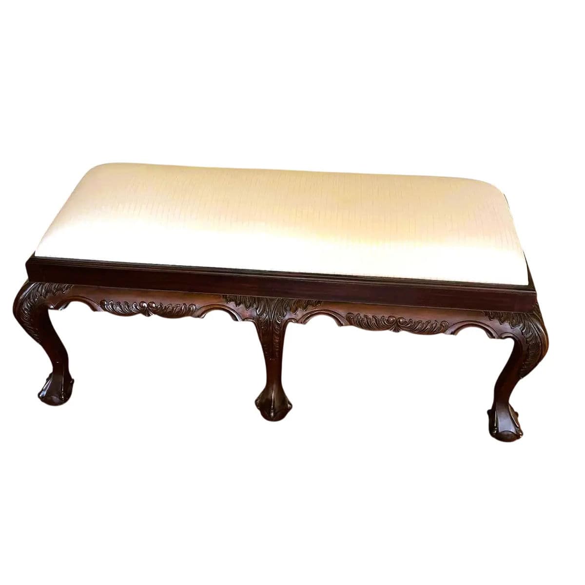 Mahogany Clawfoot Bench by Georgian Furnishings Co. Of New Orleans - Vintage Late 20th Century - Thumbnail 4