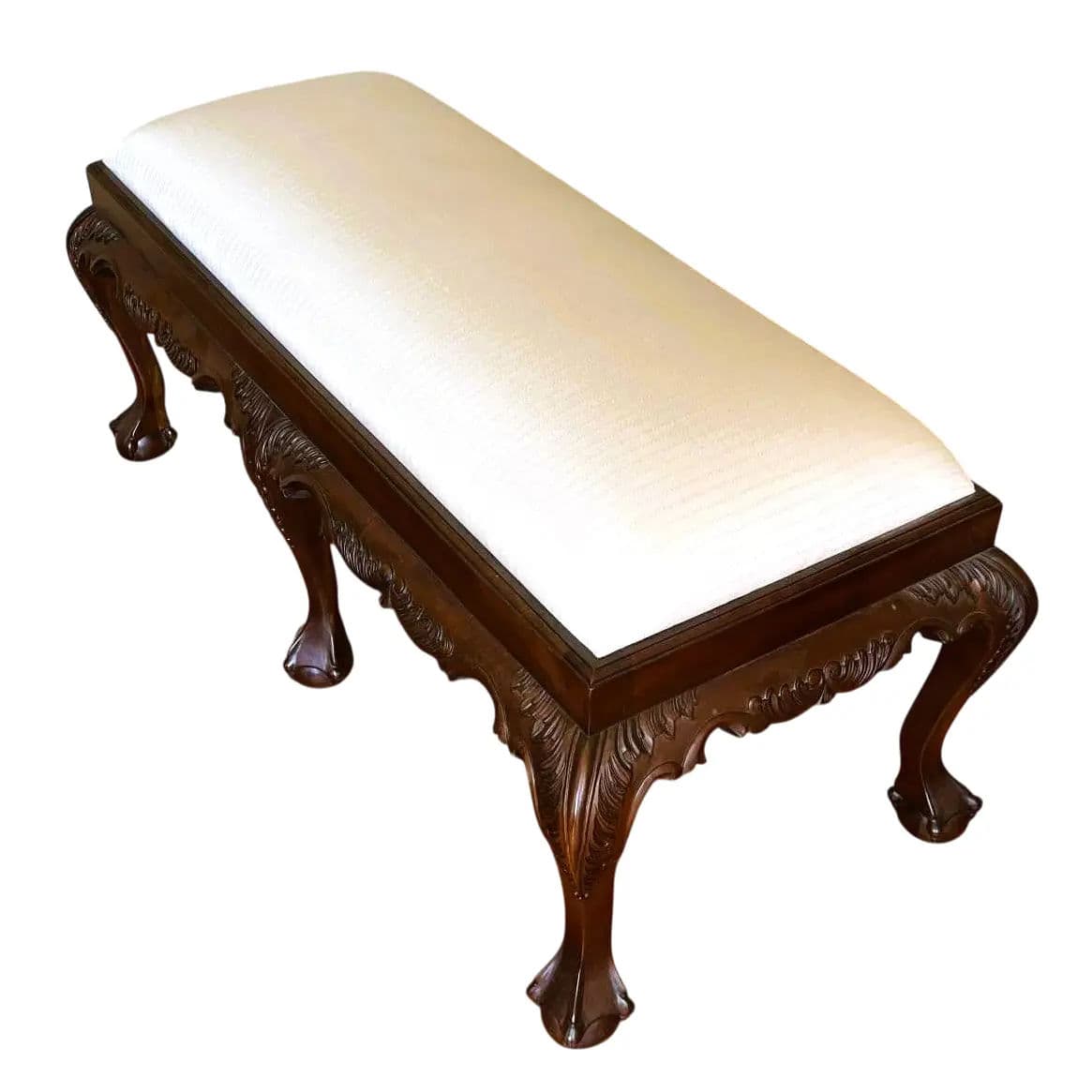Mahogany Clawfoot Bench by Georgian Furnishings Co. Of New Orleans - Vintage Late 20th Century - Thumbnail 3