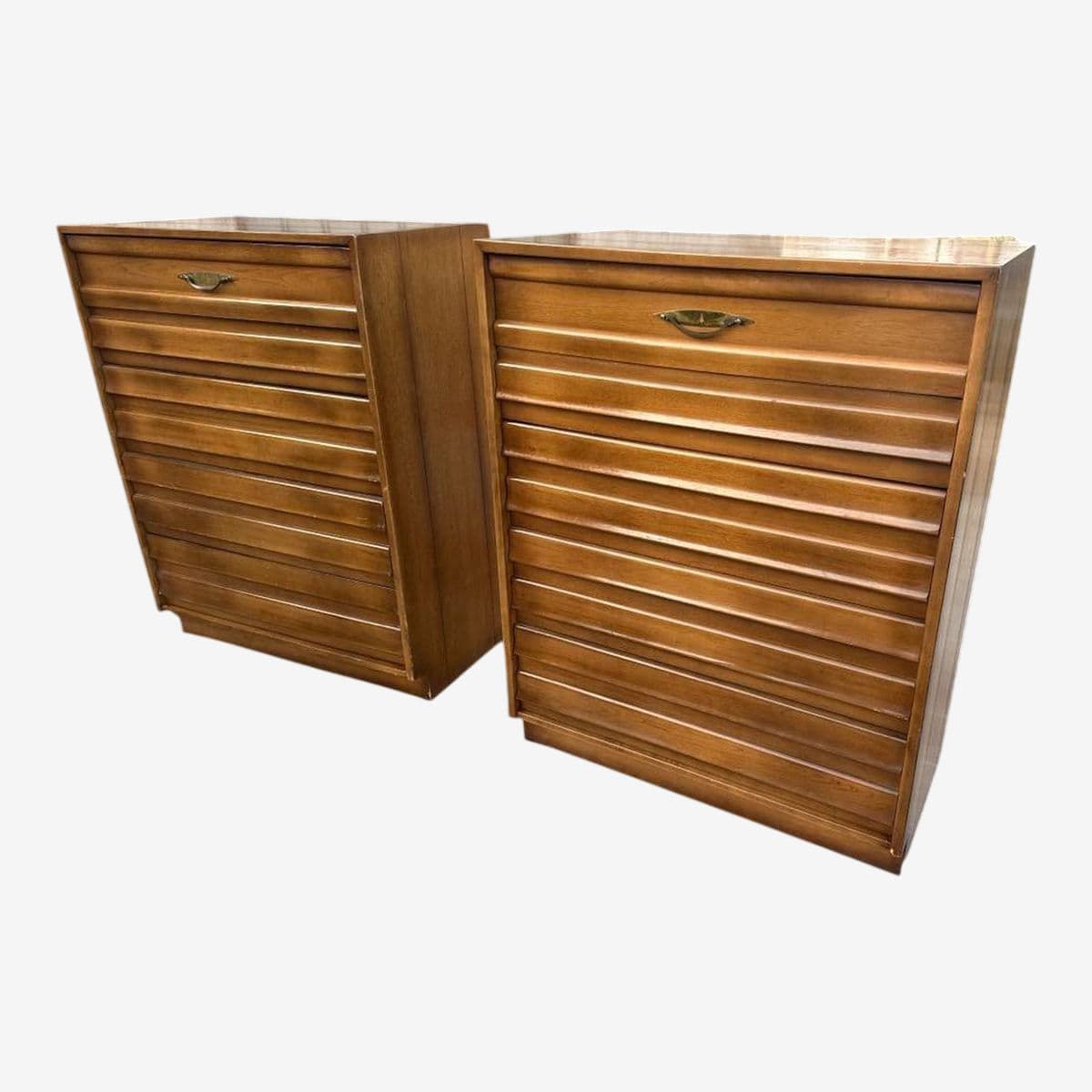 Pair of American of Martinsville Mid-Century Modern Walnut Chests of Drawers - Rare Find - Image 1