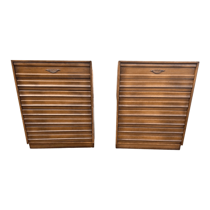 Pair of American of Martinsville Mid-Century Modern Walnut Chests of Drawers - Rare Find - Thumbnail 3