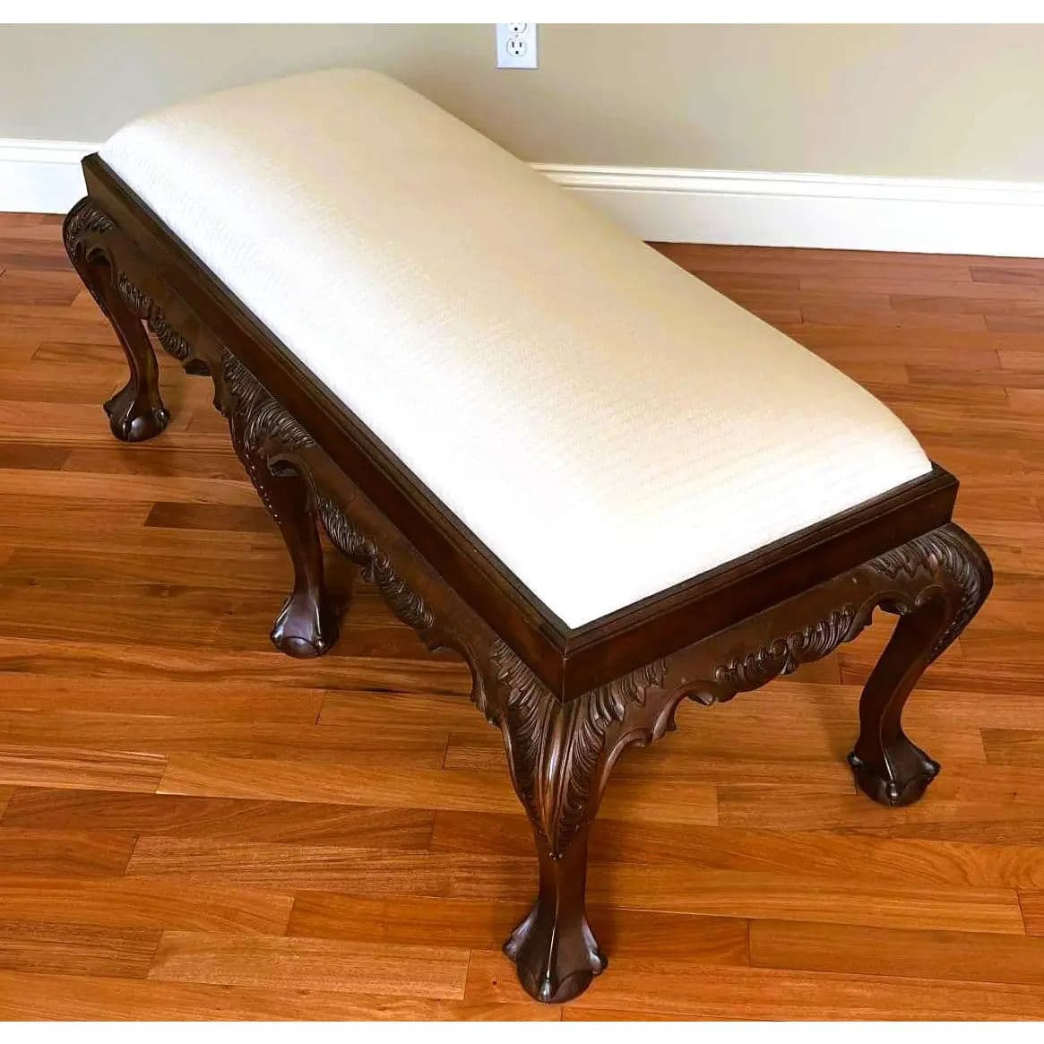 Mahogany Clawfoot Bench by Georgian Furnishings Co. Of New Orleans - Vintage Late 20th Century - Thumbnail 7