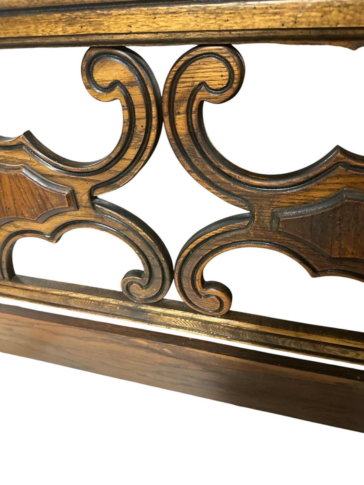 Spanish Revival Queen Size Solid Oak Headboard - Circa 1960s - Thumbnail 3