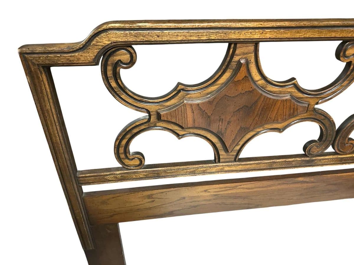 Spanish Revival Queen Size Solid Oak Headboard - Circa 1960s - Thumbnail 4