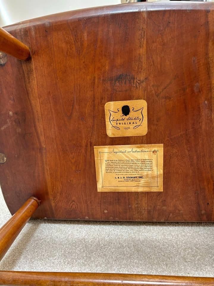 Stickley Cherry Wood Cattail Rocking Chair - Vintage Mid 20th Century Dated 1956 - Thumbnail 6