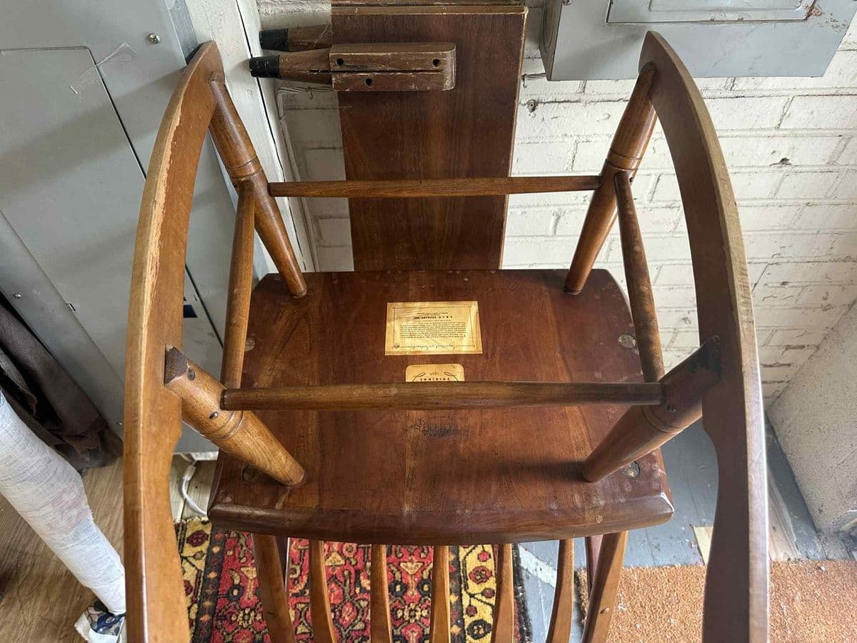 Stickley Cherry Wood Cattail Rocking Chair - Vintage Mid 20th Century Dated 1956 - Thumbnail 8