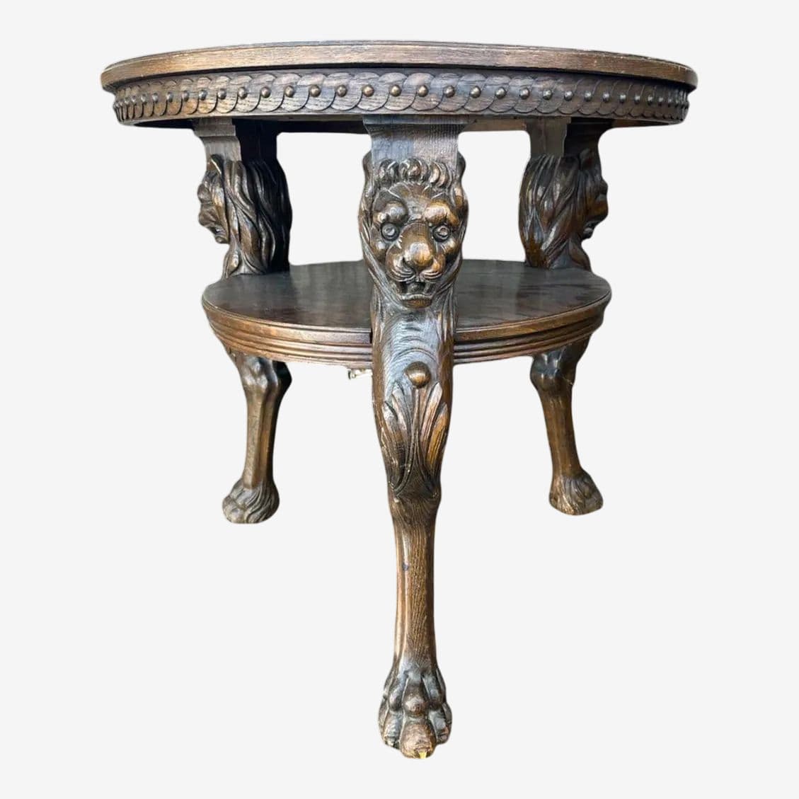 Renaissance Revival German Carved Oak Accent Table From Lichterfelde in Fin De Siècle Berlin - Image 1