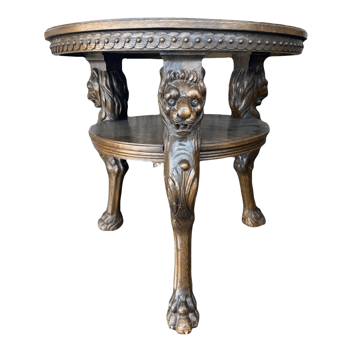 Renaissance Revival German Carved Oak Accent Table From Lichterfelde in Fin De Siècle Berlin - Thumbnail 2