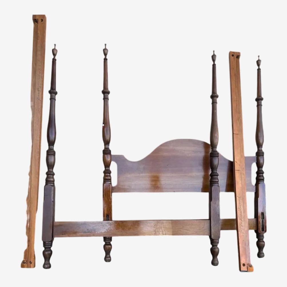 Kindel Grand Rapids Fruitwood Four Poster Bed - Full Size - Vintage Circa 1950s - Image 1