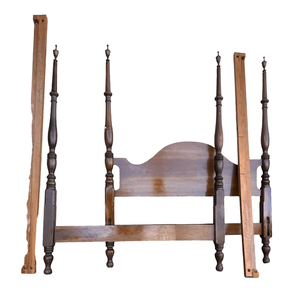 Kindel Grand Rapids Fruitwood Four Poster Bed - Full Size - Vintage Circa 1950s - Thumbnail 2