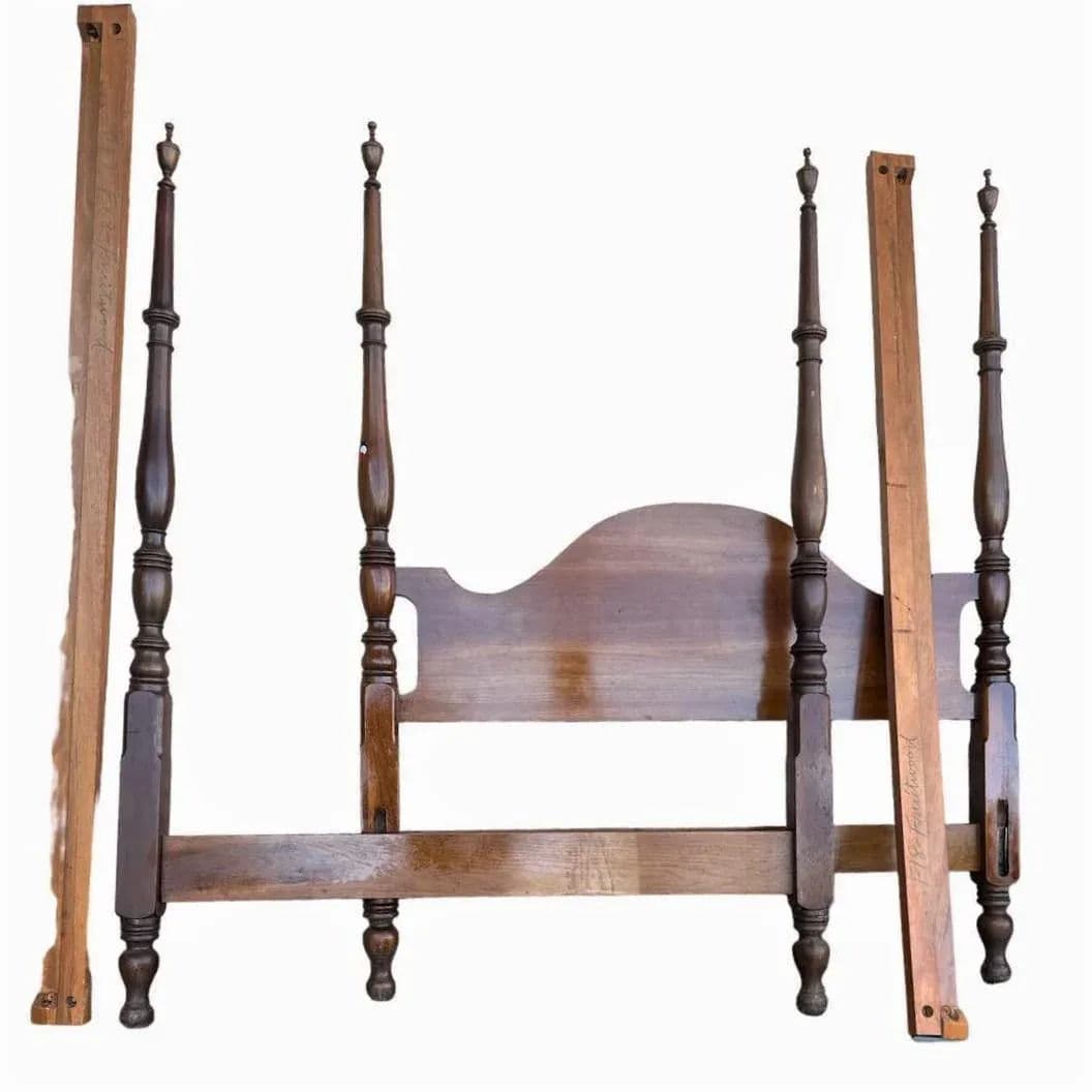 Kindel Grand Rapids Fruitwood Four Poster Bed - Full Size - Vintage Circa 1950s - Thumbnail 7