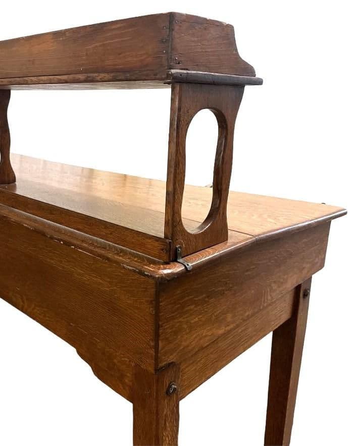 Monumental Antique Arts and Crafts Quarter Sawn Oak Railroad Ticket Counter 8 Feet Wide and 5 Feet Tall - Circa 1900 - Thumbnail 5