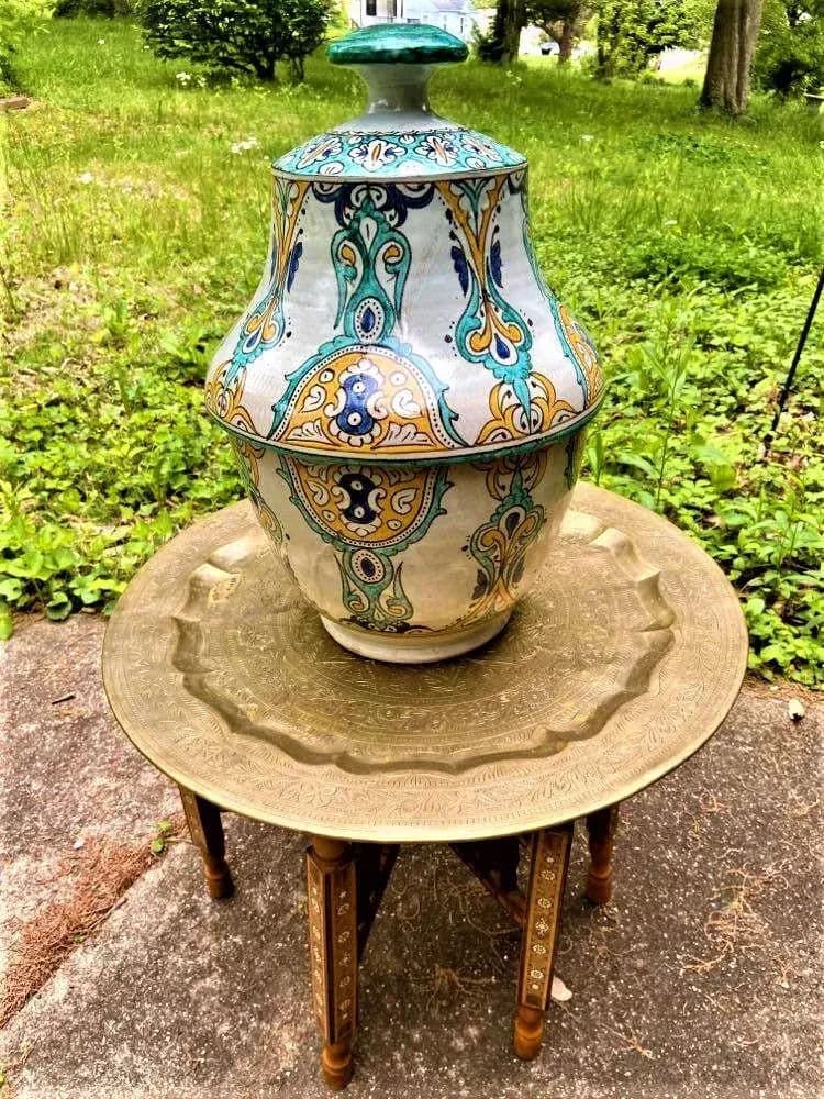 Mid 20th Century Large Fez Ceramic Lidded Jar From Morocco - Thumbnail 4