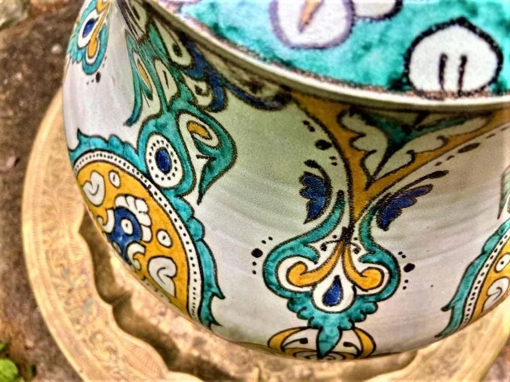 Mid 20th Century Large Fez Ceramic Lidded Jar From Morocco - Thumbnail 6