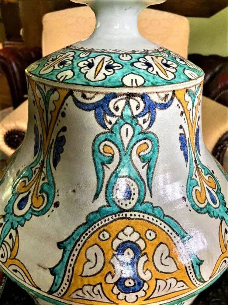 Mid 20th Century Large Fez Ceramic Lidded Jar From Morocco - Thumbnail 8