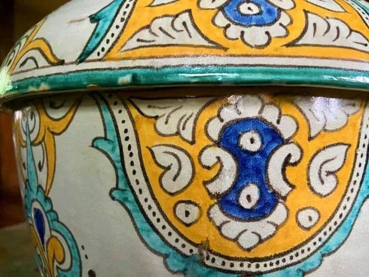 Mid 20th Century Large Fez Ceramic Lidded Jar From Morocco - Thumbnail 13