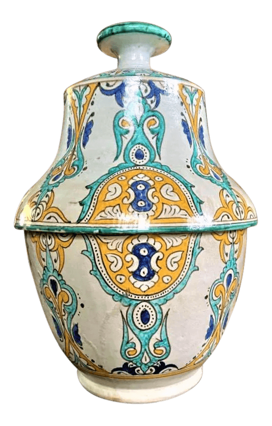 Mid 20th Century Large Fez Ceramic Lidded Jar From Morocco - Thumbnail 14