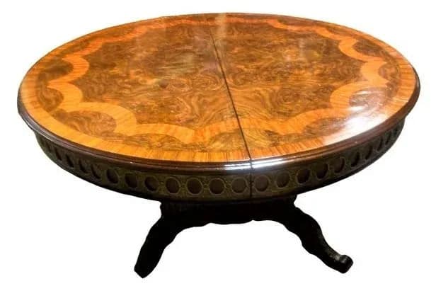 Monumental 19th Century Antique French Empire Dining Table in Burlwood, Satinwood and Mahogany - Thumbnail 3